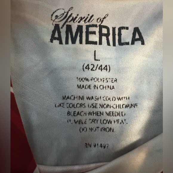 Spirit Of America Mens Eagle Flag  Lightweight T-Shirt size Large Red/White/Blue - Picture 3 of 8